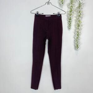 REISS high rise ponte pants  leggings burgundy brown ankle zip 2743